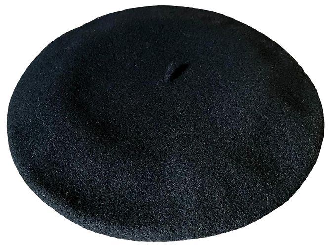 Sonia Rykiel wool beret with rhinestone logo black
