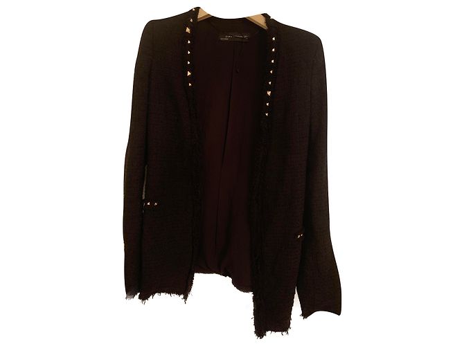 Black and gold zara tweed jacket