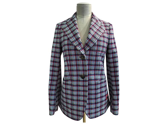 Prada Checkered Jacket Red and White