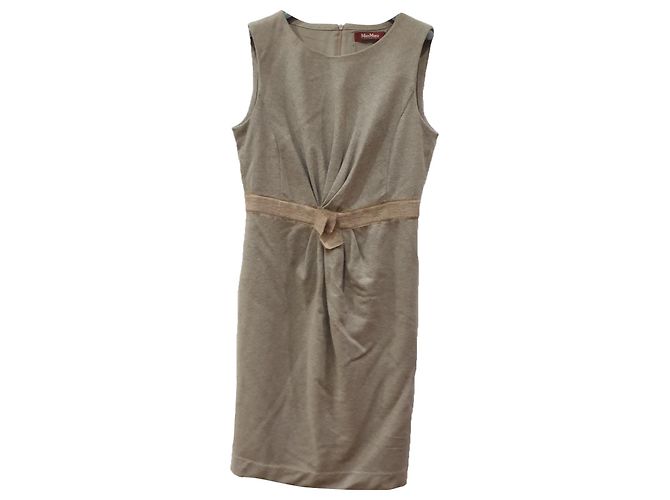 Max Mara Studio ärmelloses Midikleid beige