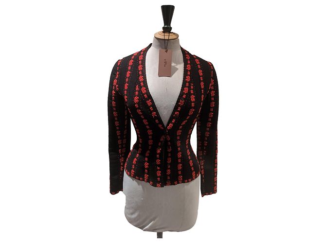 Erhabene Strickjacke Azzedine Alaïa IT36 rot und Schwarz