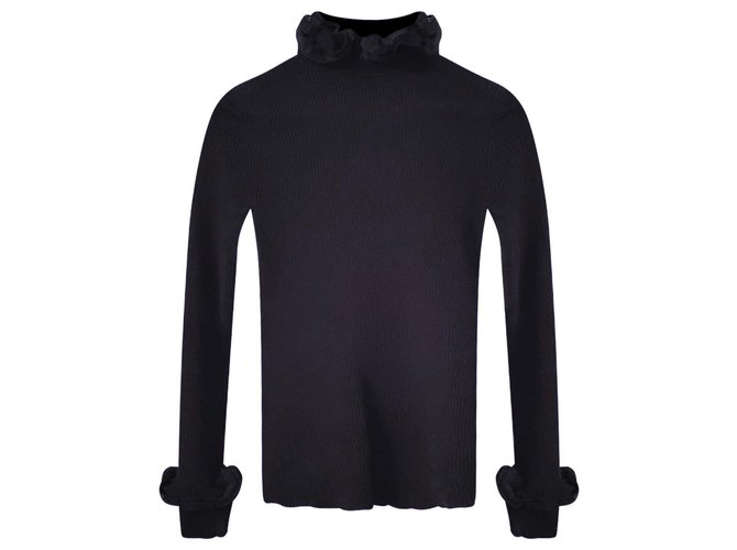 Chanel Paris-Salzburg black ruffle sweater Wool  ref.266920
