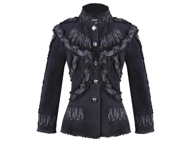 Chanel Unique Ribbon tweed jacket Black  ref.267010
