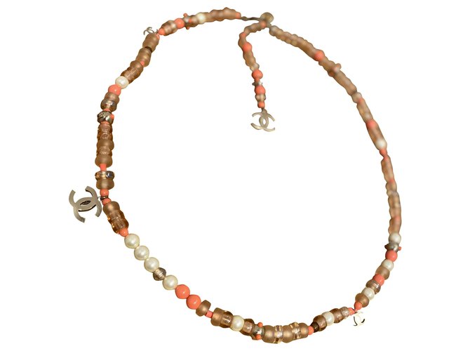 Chanel Halsketten Orange Perle  ref.267016