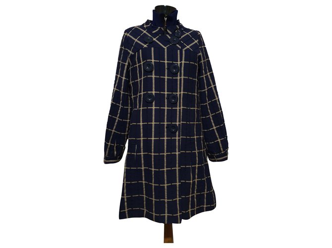 Designers Remix Coats, Outerwear Blue Cotton Wool Viscose  ref.267033