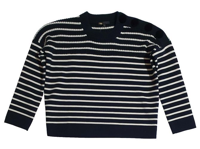 Suéter oversize listrado Maje azul branco