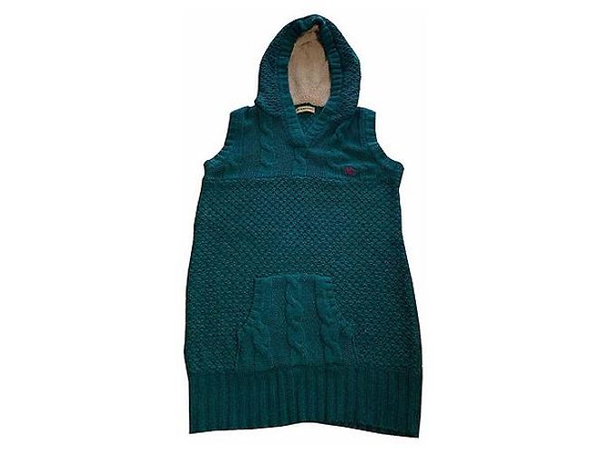 Burberry Pullover Grün aus Baumwolle mit Fellkapuze