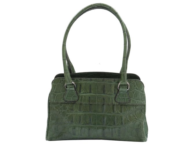 Miu Miu Green Croc Embossed Shoulder Bag - Miu Miu