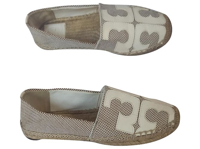 Espadrilles Tory Burch Ines Beige in Pelle e Tessuto