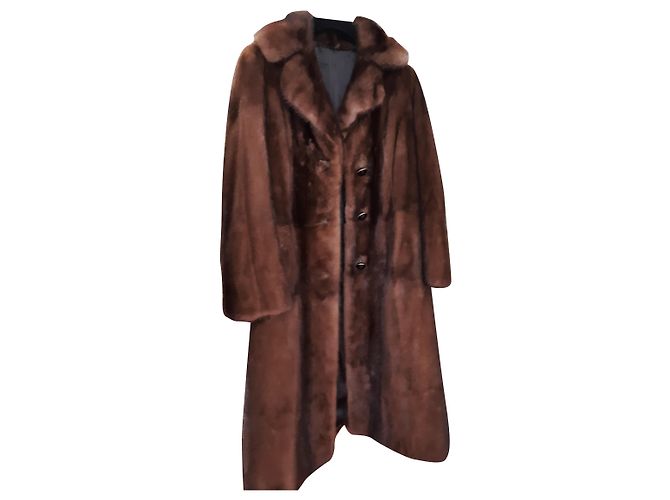Autre Marque Abrigo de visón marrón oscuro