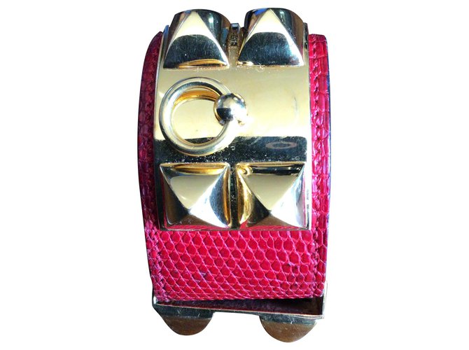 Bracciale Hermès Medor in pelle rossa Rosso 