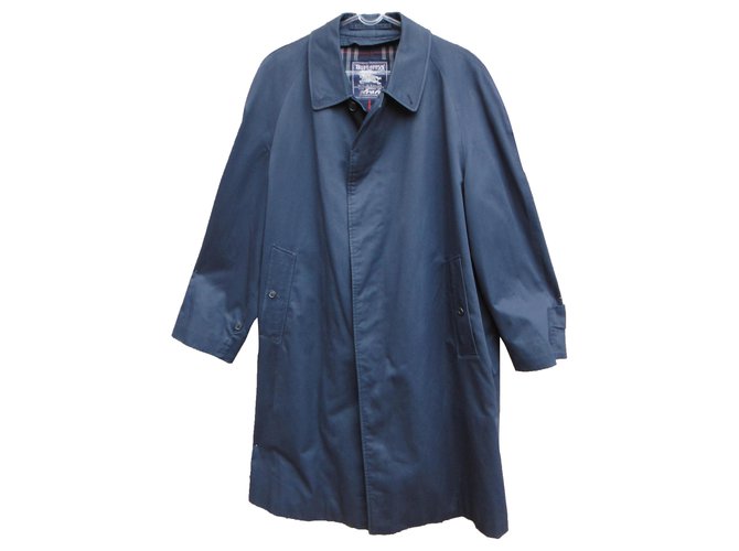 capa de chuva homem Burberry vintage t 54 com forro de lã removível Azul marinho Algodão Poliéster  ref.267274