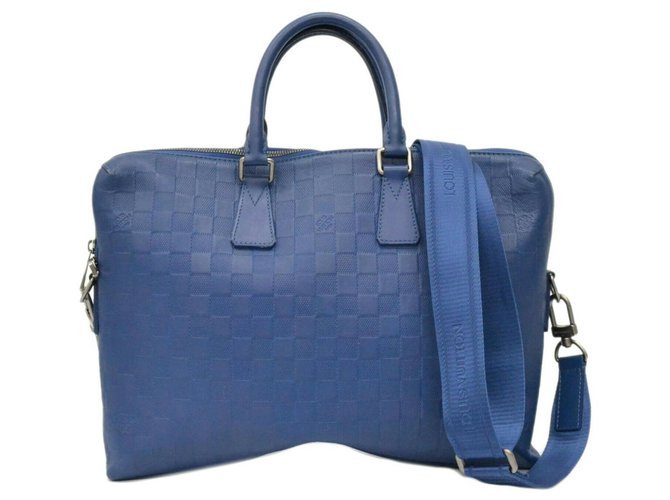 Louis Vuitton Porte documents Jour Blue Leather  ref.267484