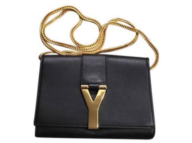 Yves Saint Laurent borsa a tracolla mini Linea Y pelle marrone Marrone scuro 