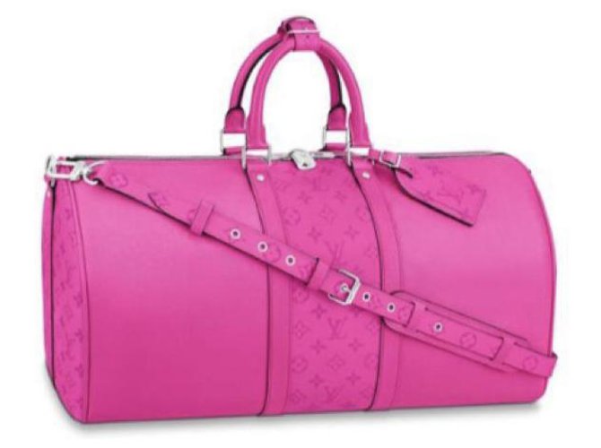Louis Vuitton LV Keepall Taigarama Fuchsia Fuschia Leather ref.267559 -  Joli Closet