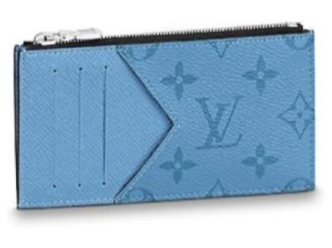 Louis Vuitton Porte-cartes LV Coin bleu denim Cuir  ref.267561