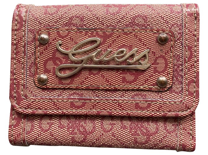 Guess Ratet mal, rosa monogrammierte Brieftasche Pink Kunststoff  ref.267567