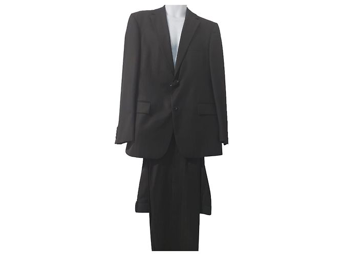 Completo Hugo Boss Nero Marrone Lana Taglia 48 Marrone scuro