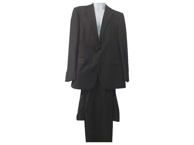 Hugo Boss Suits Black Dark brown Wool  ref.267600