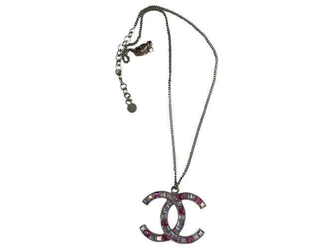 Chanel Halsketten Pink Metall  ref.267605