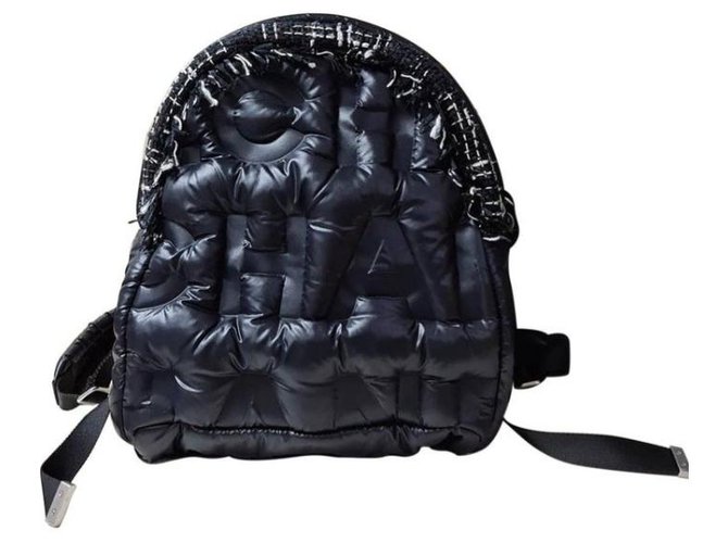 Chanel Medium Doudoune Nylon Tweed Coco Neige Backpack Black  ref.267791