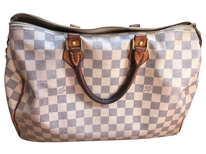 Bolsa de mão Louis Vuitton Speedy 40 Couro Bege Fora de branco