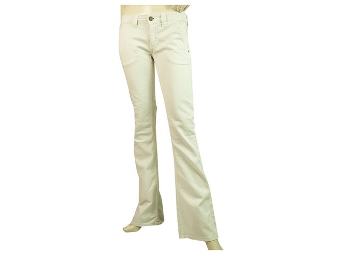 Pantalon Dondup Bianca White Flare Leg Bootcut taille de pantalon 26 Coton Elasthane Blanc  ref.268110