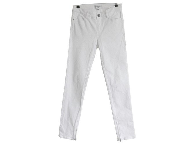 Chanel SS18 White Quilt Embossed Jeans Denim  ref.268152