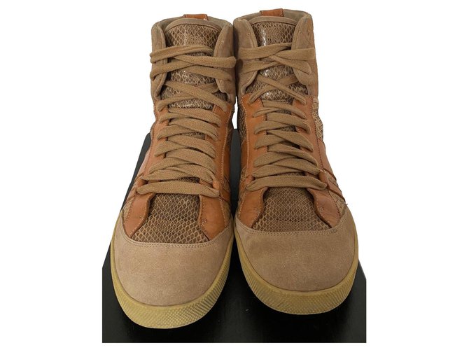 Chloé Chloe Python and suede leather high top trainers Beige  ref.268170