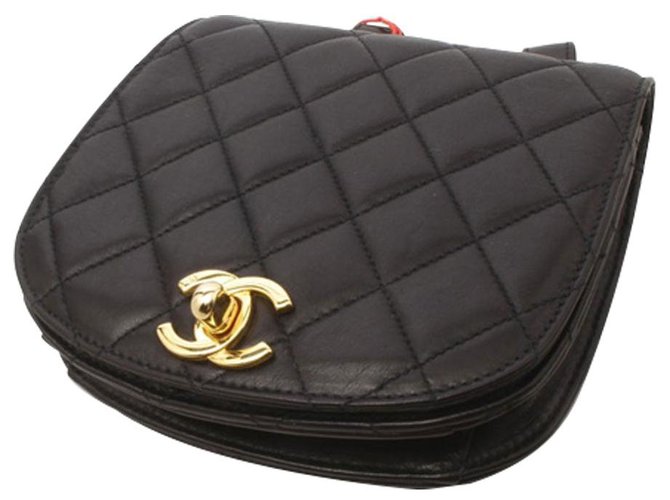 Chanel bag belt Black Leather  ref.268356