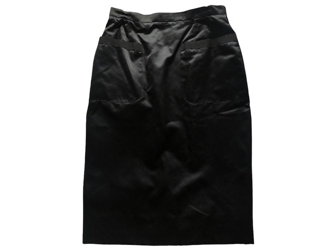 Chanel skirt in black silk 2 Poches  ref.268424