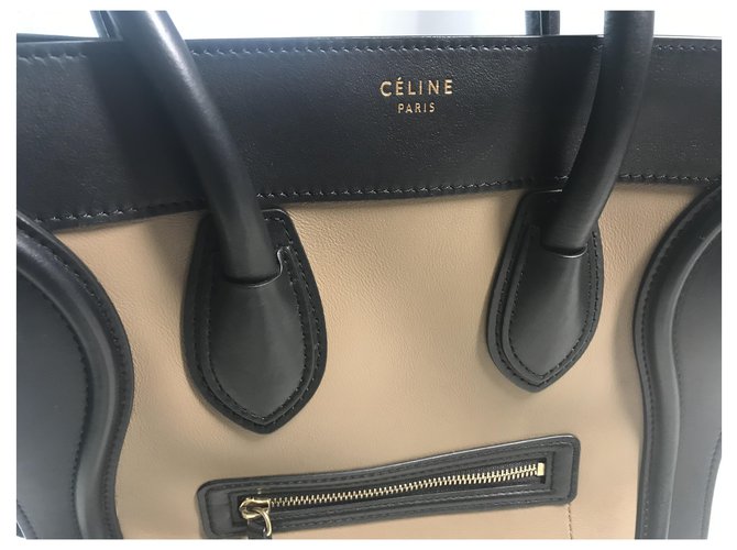 Céline Sac Celine Luggage MM Black Blue Beige Leather  ref.268505