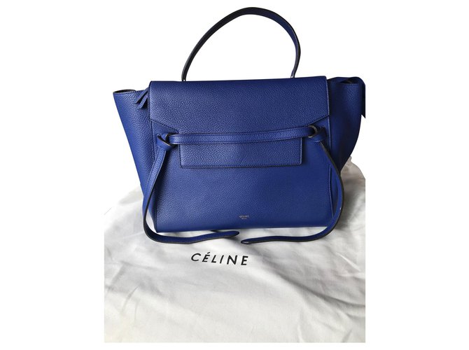 Céline Sac Celine Nano Belt Blue Leather  ref.268507