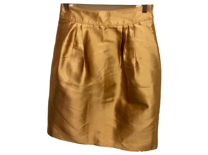 Falda Burberry de seda dorada metalizada Dorado Metálico