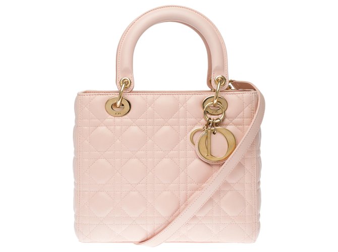 Christian Dior Medium Cannage Lady Dior Bag - Pink Handle Bags
