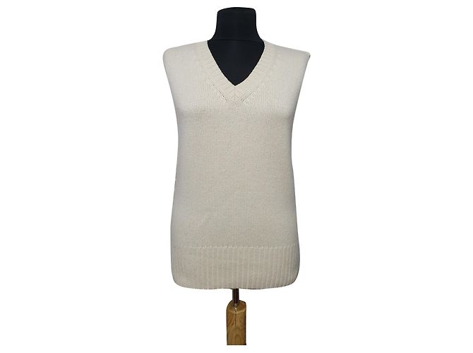 Lawrence Grey Kaschmir Tanktop Pullover Weiß