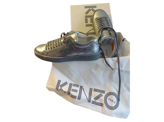 Kenzo sneakers Cuir Argenté  ref.268551