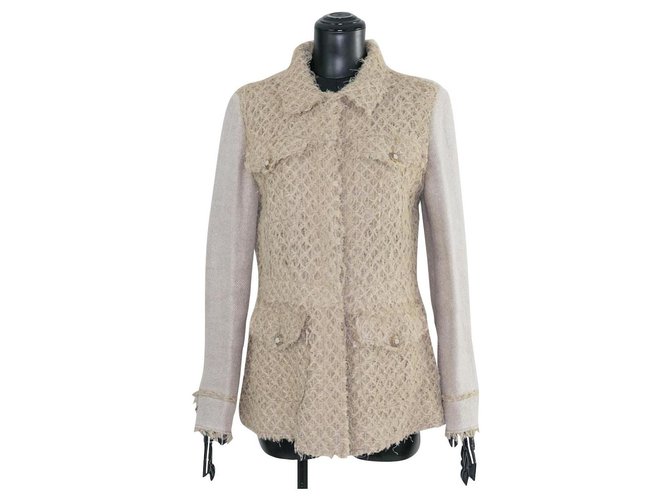 Chanel rare 2010 spring jacket Beige Tweed  ref.268658