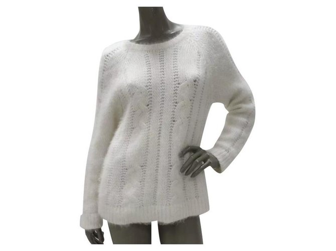 Balmain White Angora Sweater Gr.40 Weiß  ref.268692