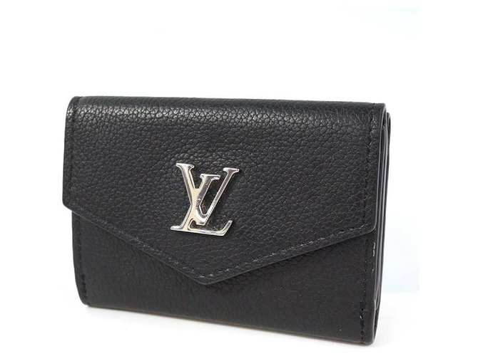 Louis Vuitton portofeuilles lock Mini Womens Tri-fold wallet M63921 Noir Black  ref.268716