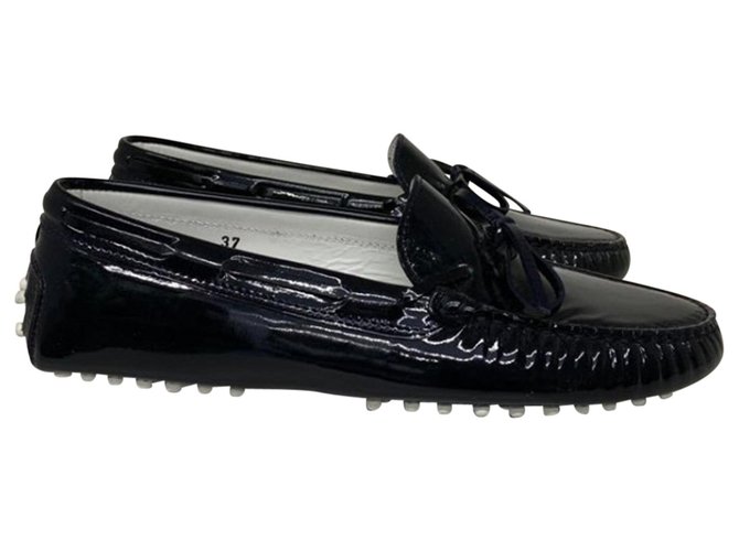 Tod's Ballet flats Navy blue Patent leather  ref.268863