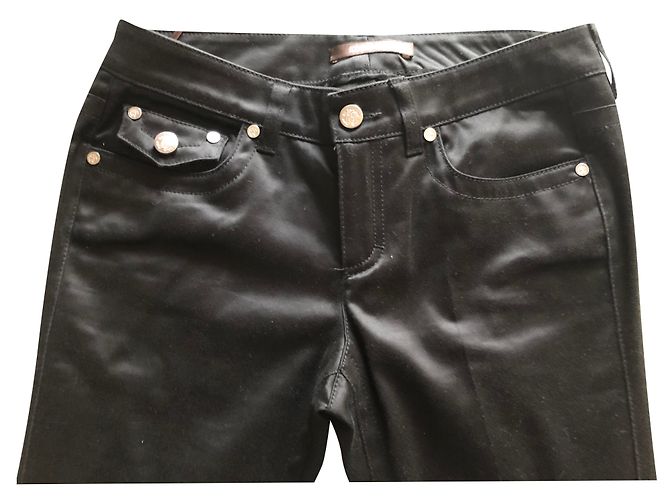 Roberto Cavalli Schlaghose Schwarz Baumwolle Größe 38