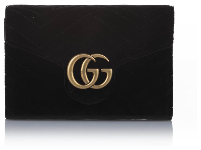Gucci Black GG Marmont Matelasse Velvet Crossbody Bag Metal Cloth  ref.268947