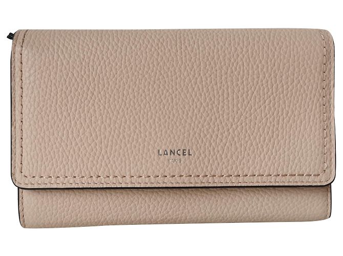 Bolsa clutch Lancel PM de couro rosa nude Carne