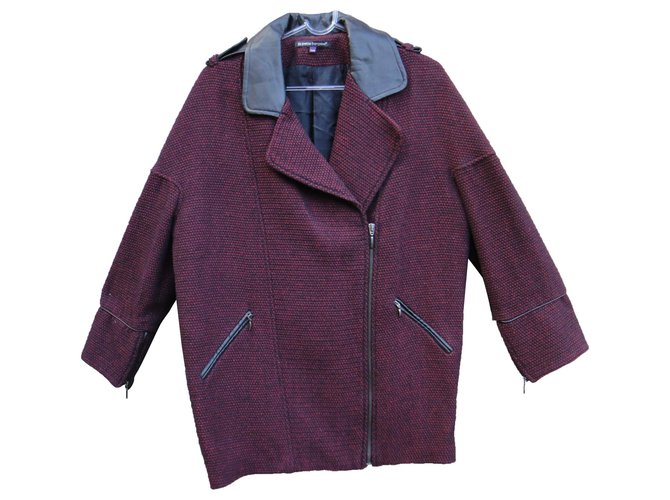 manteau La Petite Française taille M Coton Polyester Laine Acrylique Rouge  ref.269007