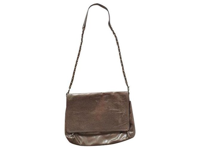 Abaco-Tasche aus metallisch genarbtem Leder, Kettenschultergurt Silber  ref.269017
