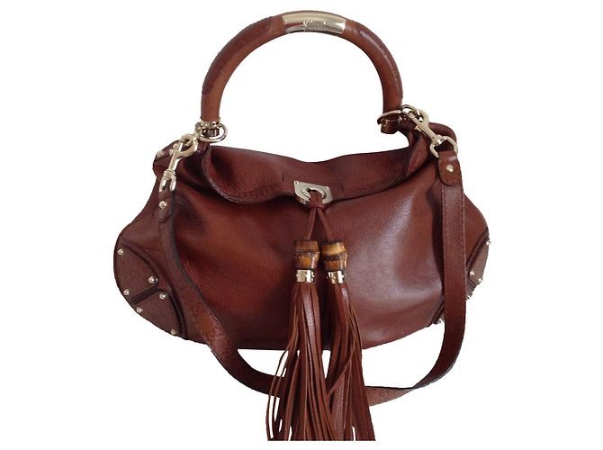 Gucci Indy Handtasche aus Leder Caramel Karamell