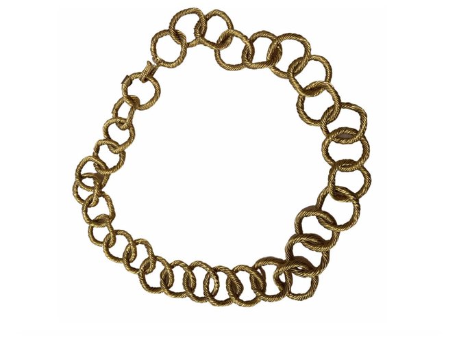 Coleção CHANEL impressionante 26 CERCA DE 1990 colar gargantilha de corda de ouro Dourado Metal  ref.269110