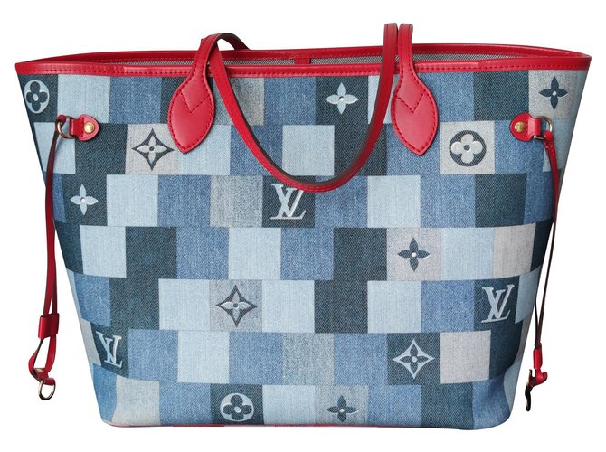 Neverfull Louis Vuitton Handbags Blue Denim  ref.269145