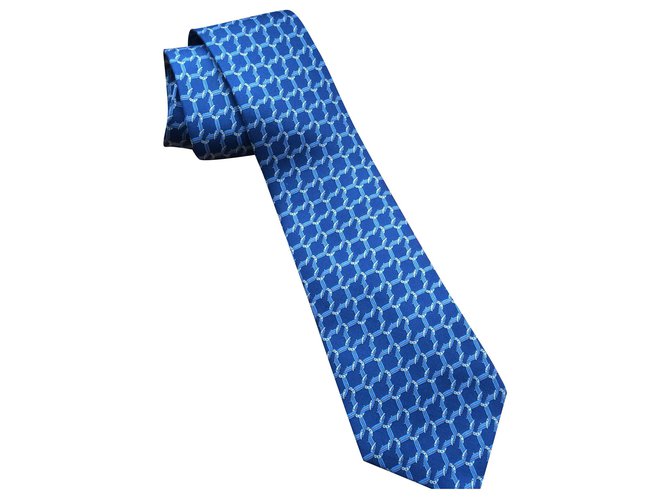 Hermès Cravates Soie Bleu  ref.269195